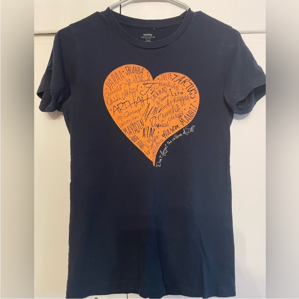 Vibrant Blue and Orange Heart Short Sleeve Tee